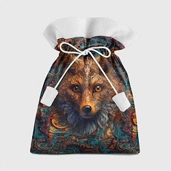 Мешок для подарков Морда лисы на фрактальных узорах, цвет: 3D-принт