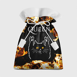 Мешок для подарков Queen рок кот и огонь, цвет: 3D-принт