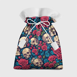 Мешок для подарков Черепа и красные розы, цвет: 3D-принт
