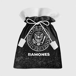 Мешок для подарков Ramones с потертостями на темном фоне, цвет: 3D-принт