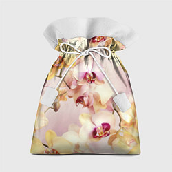 Мешок для подарков Желтые и нежно-розовые орхидеи - паттерн, цвет: 3D-принт