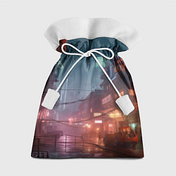Мешок для подарков Киберпанк город будущего, цвет: 3D-принт