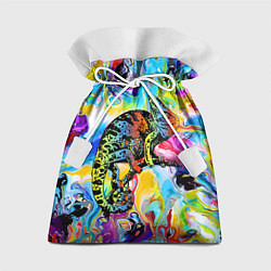 Мешок для подарков Маскировка хамелеона на фоне ярких красок, цвет: 3D-принт