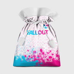 Мешок для подарков Fallout neon gradient style: символ сверху, цвет: 3D-принт
