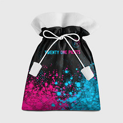 Мешок для подарков Twenty One Pilots - neon gradient: символ сверху, цвет: 3D-принт