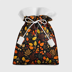 Мешок для подарков Осенние листья на черном фоне, цвет: 3D-принт