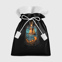 Мешок для подарков Арт корабль в бутылке, цвет: 3D-принт