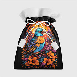Подарочный мешок Тропическая птица и листья