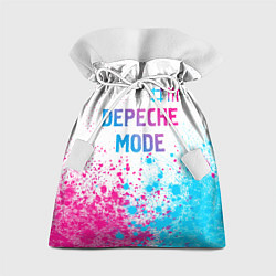 Мешок для подарков Depeche Mode neon gradient style: символ сверху, цвет: 3D-принт