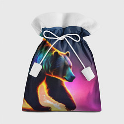 Мешок для подарков Неоновый светящийся медведь гризли, цвет: 3D-принт