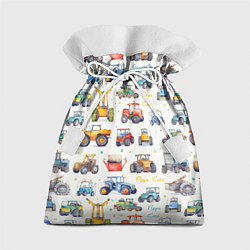 Мешок для подарков Акварельные тракторы - детский паттерн, цвет: 3D-принт