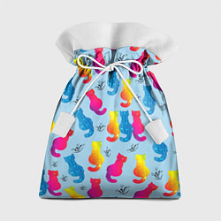 Мешок для подарков Коты звездные и веточки, цвет: 3D-принт