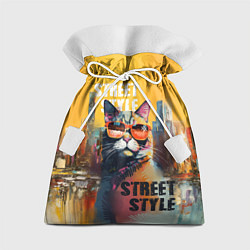 Мешок для подарков Кот в городе - street style, цвет: 3D-принт