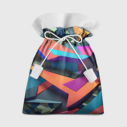 Мешок для подарков Камуфляж и цветная геометрия - нейросеть, цвет: 3D-принт