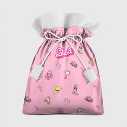 Мешок для подарков Лиза - в стиле барби: аксессуары на розовом паттер, цвет: 3D-принт