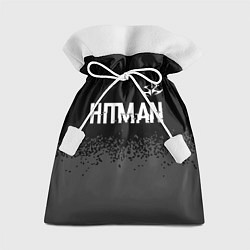 Мешок для подарков Hitman glitch на темном фоне: символ сверху, цвет: 3D-принт