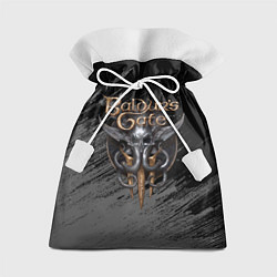 Мешок для подарков Балудрс гейт лого - черно-белый, цвет: 3D-принт