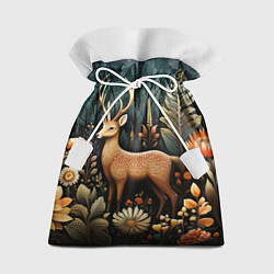 Мешок для подарков Лесной олень в стиле фолк-арт, цвет: 3D-принт