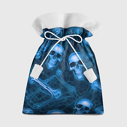 Мешок для подарков Синие черепа и кости, цвет: 3D-принт