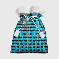 Мешок для подарков Ромбик клссический черно голубой, цвет: 3D-принт