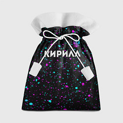 Мешок для подарков Кирилл и неоновый герб России посередине, цвет: 3D-принт