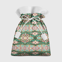 Мешок для подарков Орнамент зеленый мелкий икат, цвет: 3D-принт