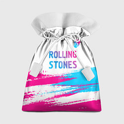 Мешок для подарков Rolling Stones neon gradient style посередине, цвет: 3D-принт