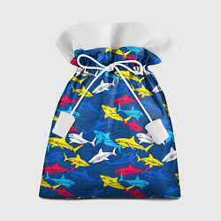 Мешок для подарков Разноцветные акулы на глубине, цвет: 3D-принт