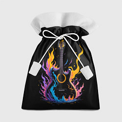 Мешок для подарков Гитара в неоновом огне, цвет: 3D-принт
