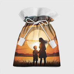 Мешок для подарков Мать и дитя на закате, цвет: 3D-принт