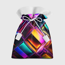 Мешок для подарков Цветные стеклянные блоки - неоновый геометричный у, цвет: 3D-принт