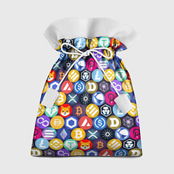 Мешок для подарков Криптовалюта Биткоин, Эфириум, Тетхер, Солана патт, цвет: 3D-принт