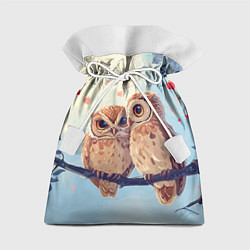 Мешок для подарков Влюбленные совы 14 февраля, цвет: 3D-принт
