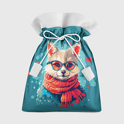 Мешок для подарков Влюбленный лис в очках, цвет: 3D-принт