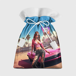 Мешок для подарков GTA 6 girl logo, цвет: 3D-принт