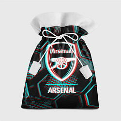 Мешок для подарков Arsenal FC в стиле glitch на темном фоне, цвет: 3D-принт