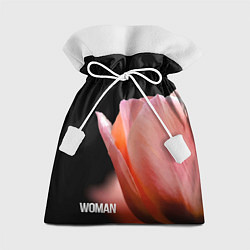 Мешок для подарков Тюльпан на чёрном - woman, цвет: 3D-принт