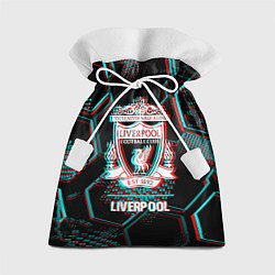 Мешок для подарков Liverpool FC в стиле glitch на темном фоне, цвет: 3D-принт