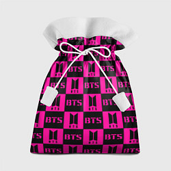 Мешок для подарков BTS pattern pink logo, цвет: 3D-принт
