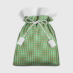 Мешок для подарков Красно-зелёный текстурированный квадраты-рябь, цвет: 3D-принт