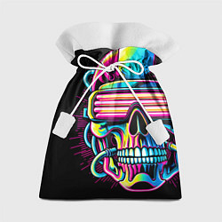 Мешок для подарков Cyber skull - ai art neon, цвет: 3D-принт