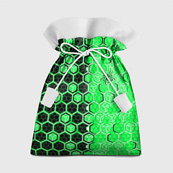 Мешок для подарков Техно-киберпанк шестиугольники зелёный и чёрный с, цвет: 3D-принт