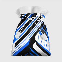 Мешок для подарков Чёрно-синие полосы на белом фоне, цвет: 3D-принт