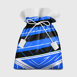 Мешок для подарков Чёрно-белые полосы на синем фоне, цвет: 3D-принт