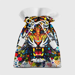 Мешок для подарков Орнаментальный тигр - нейросеть, цвет: 3D-принт