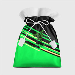Мешок для подарков Razer line green pattern, цвет: 3D-принт