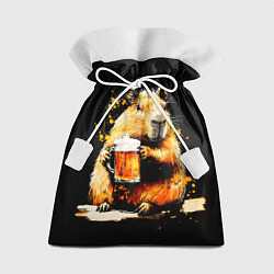 Мешок для подарков Капибара с кружкой пива, цвет: 3D-принт