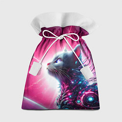 Мешок для подарков Космический кибер котёнок - неоновое свечение, цвет: 3D-принт