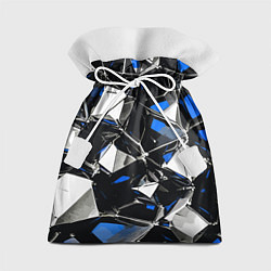 Мешок для подарков Сине-белый паттерн на чёрном фоне, цвет: 3D-принт
