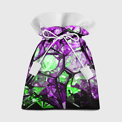 Мешок для подарков Чёрно-зелёная абстракция на фиолетовом фоне, цвет: 3D-принт